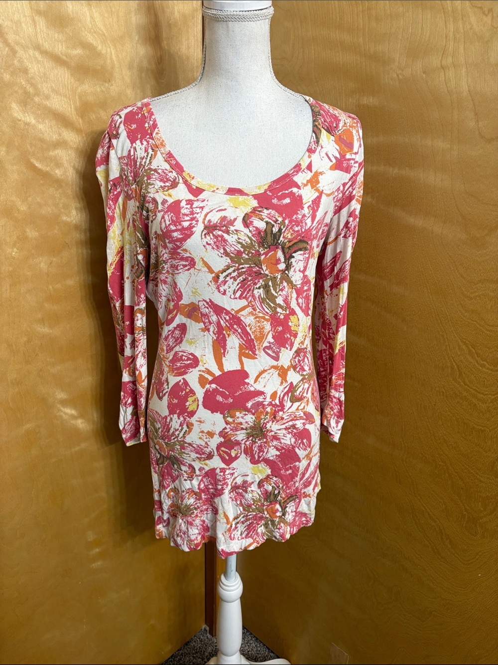 Cabi Multi Color Floral Print Long Sleeve Mini dress/Shirt Size M **Light Flaws*